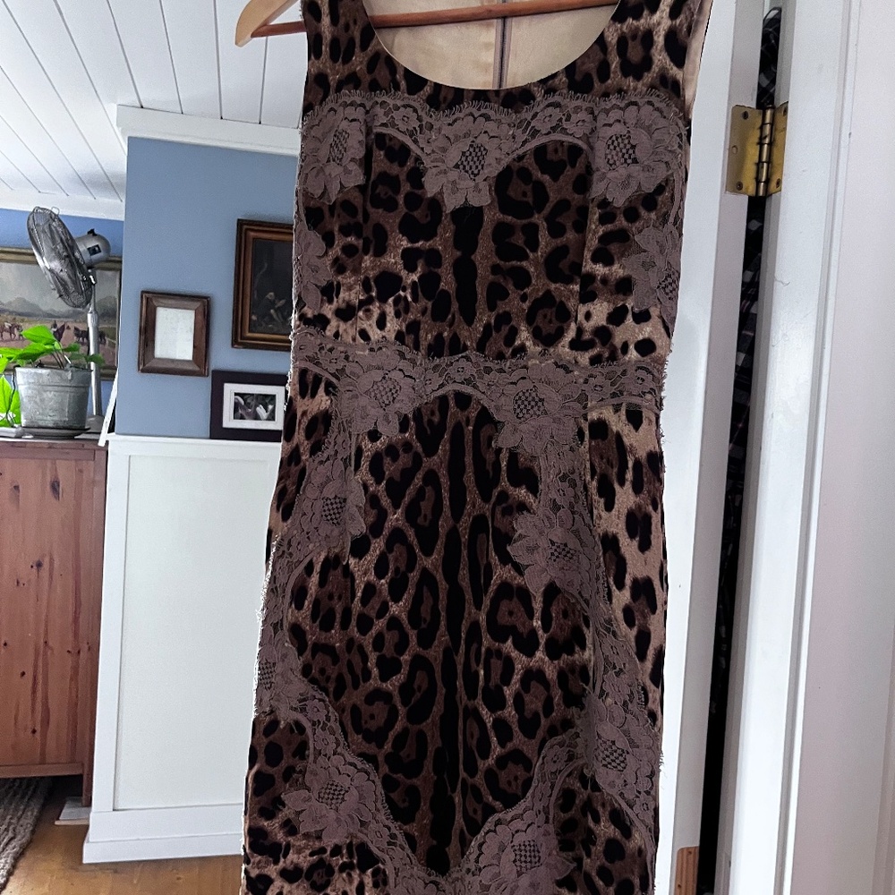 Dolce & Gabbana silk leopard print & lace dress IT38/0/XS - Picture 2 of 7